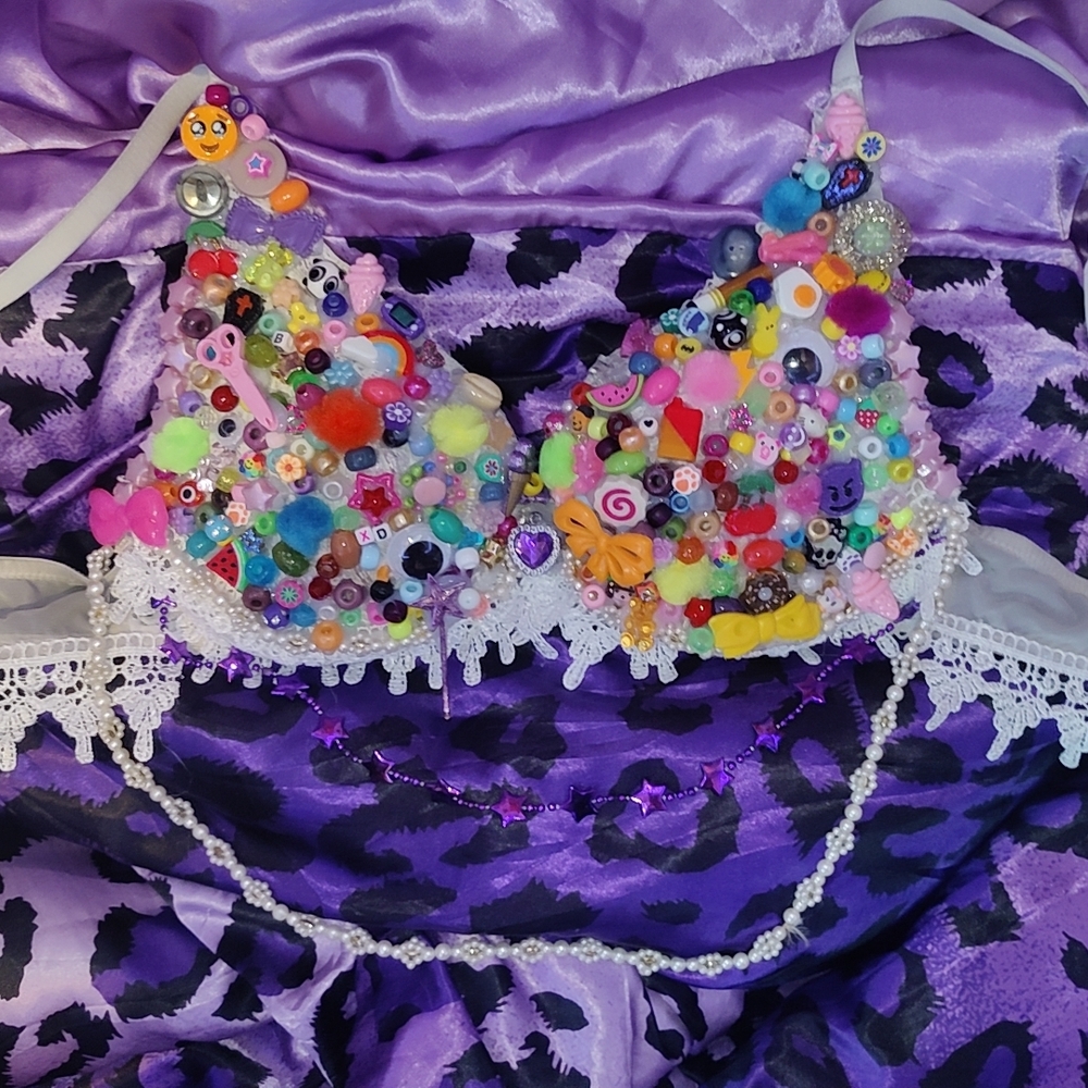 Colorful Beaded Rave Bra